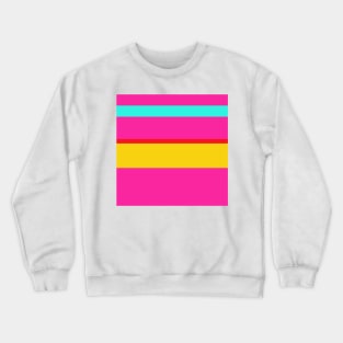 A striking dough of Red (Pigment), Barbie Pink, Metallic Yellow and Fluorescent Blue stripes. Crewneck Sweatshirt